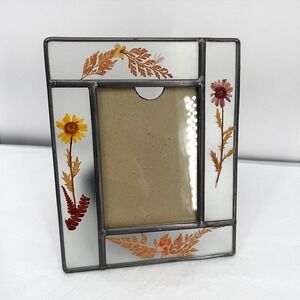 Newell Picture Frame Pressed Dried Flowers Stained Glass Boho Cottage Decor